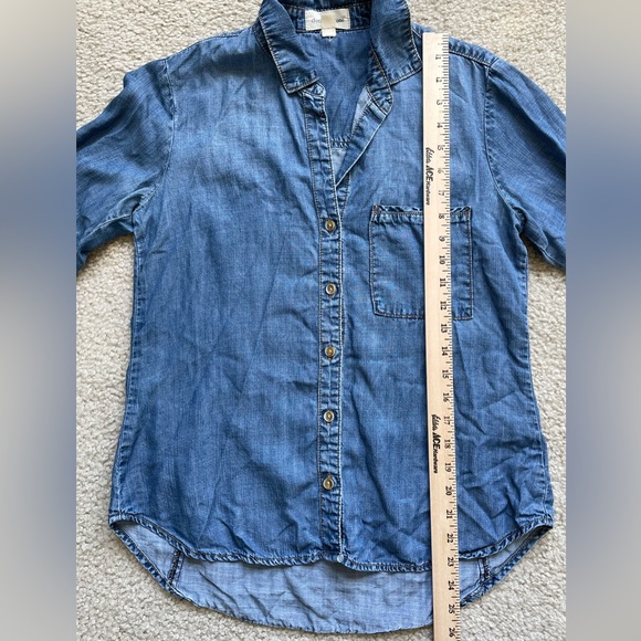 Anthropologie Cloth & Stone Sz XS Chambray Button Down Long Sleeve Shirt Tencel - Picture 10 of 13